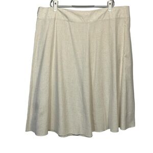 TravelSmith Sz 26W Ivory Linen Blend Crosshatch Fit & Flare A Line Skirt